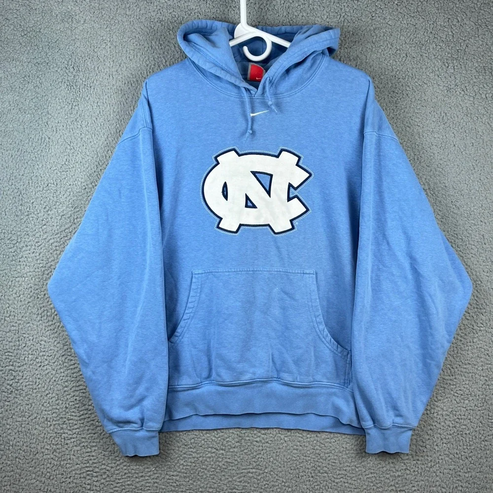 Nike Team North Carolina Tar Heels Hoodie Blue Vintage NC Logo Mens Large